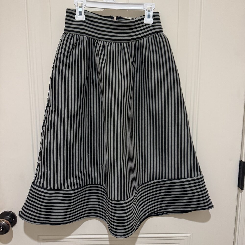 DINA BE Black and Gray Striped Skirt - Size S